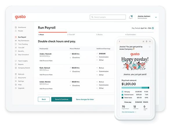 Visual of what the payroll feature looks like